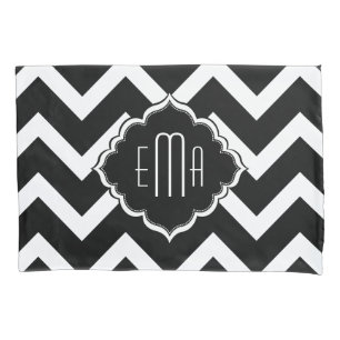 Monogrammed Zigzag Chevron Pattern Pillowcase