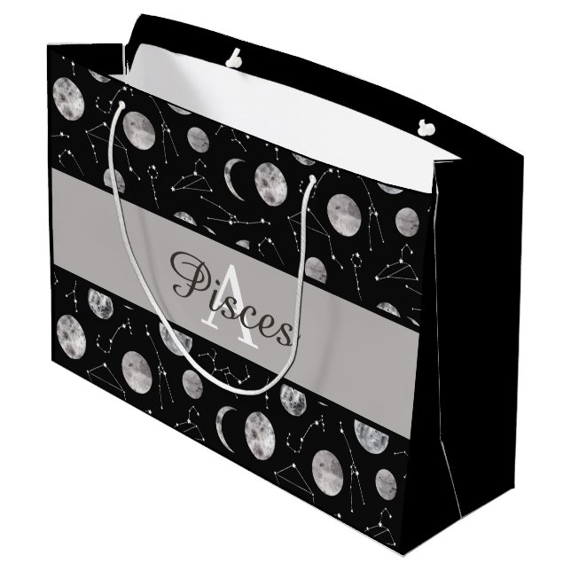 Monogrammed Zodiac Moon Gift Bag (Back Angled)