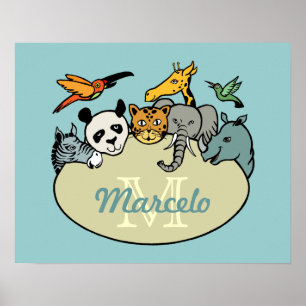 monogrammed zoo animals poster