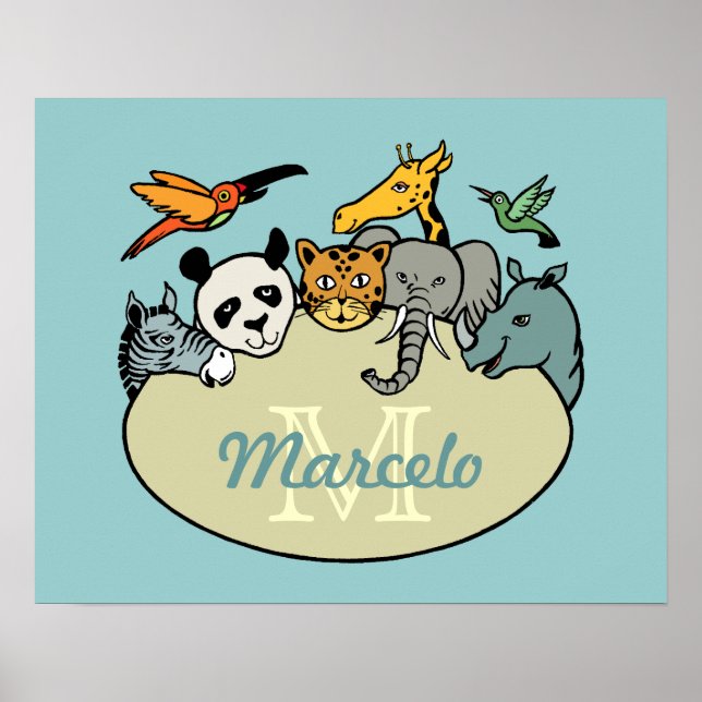 monogrammed zoo animals poster (Front)