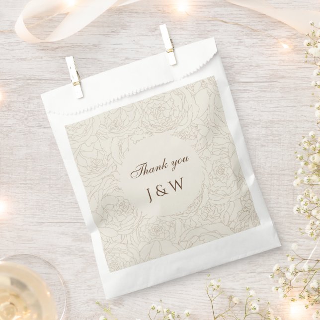 monogrammes beige Brown sacs de faveur mariage (Coupé)