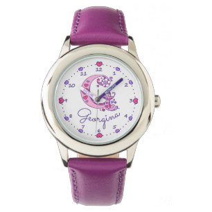 Monogrammes filles G doodé coeur art nom montre