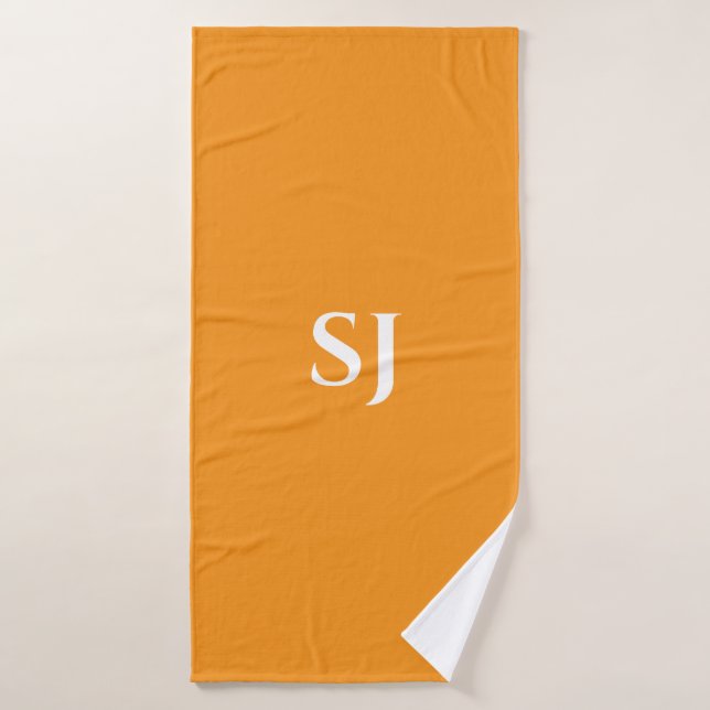 Monogrammes Orange Jaune Blanc Nom Décor Design (Serviette de bain)