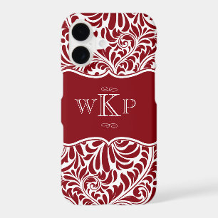 Monogrammes Personnalisés Motif Damassé Cranberry