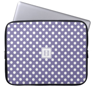 MonogramPurple With White Polka-Dots Laptop Sleeve