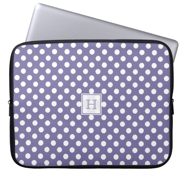 MonogramPurple With White Polka-Dots Laptop Sleeve (Front)