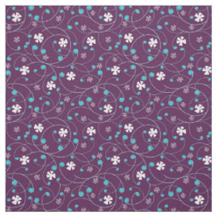Monograms and flowers on a lilac background. fabric