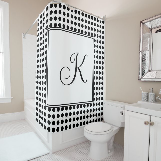 Monograms Black White Polka Dots Modern Classy (In Situ)