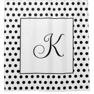 Monograms Black White Polka Dots Modern Elegant