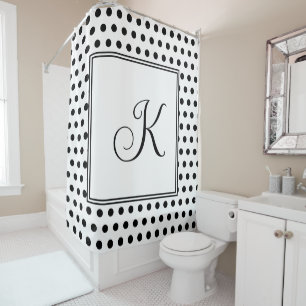 Monograms Black White Polka Dots Modern Stylish