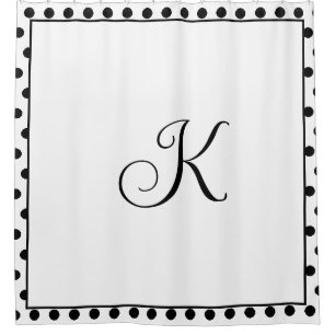 Monograms Black White Polka Dots Modern Trendy