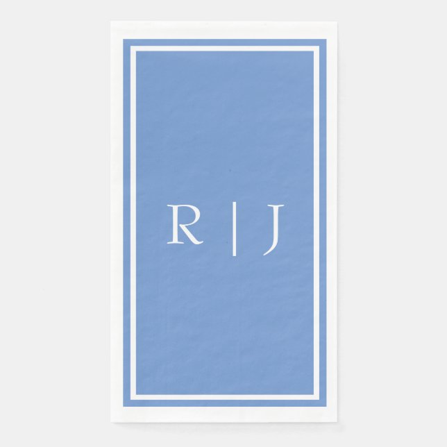 Monograms Cornflower Blue Colourful Classy Wedding Napkin (Front)