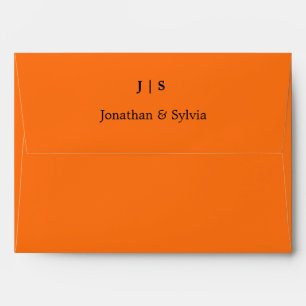 Monograms Custom Name Bright Orange Fall Weddings Envelope