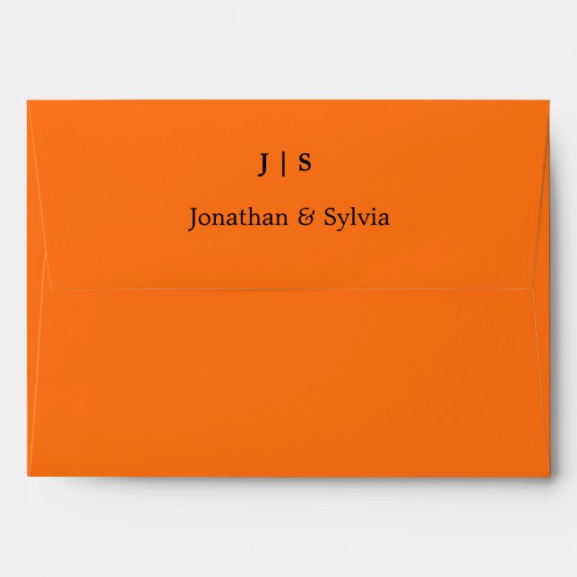 Monograms Custom Name Bright Orange Fall Weddings Envelope (Back (Top Flap))