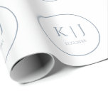 Monograms Dusty Blue Elegant Minimalist Wedding Wrapping Paper<br><div class="desc">Printed with monogram initials for couples in custom dusty blue colour great for weddings,  engagements,  anniversay etc (which you can edit,  change and personalize) in simple,  elegant design!</div>