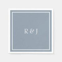 Monograms Dusty Blue White Ampersand Cool Wedding