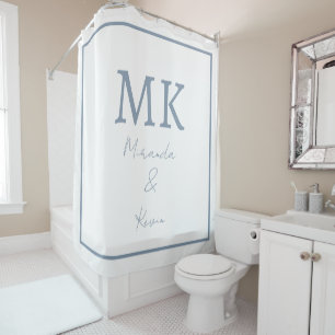 Monograms Dusty Blue White Modern Minimal Trendy