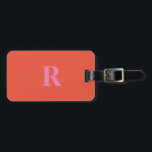 Monograms Gift Favour Christmas Bold Pink Orange Luggage Tag<br><div class="desc">Monogrammed initial and also personal details like name,  address,  phone number and email all of which you can edit. Designed with cool pink and orange colours,  you can change the text and both the colours if you wish.</div>