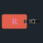 Monograms Gift Favour Christmas Bold Pink Orange Luggage Tag<br><div class="desc">Monogrammed initial and also personal details like name,  address,  phone number and email all of which you can edit. Designed with cool pink and orange colours,  you can change the text and both the colours if you wish.</div>