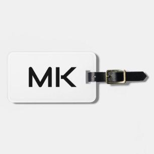 Monograms Initials Name Gift Favour Black White Luggage Tag