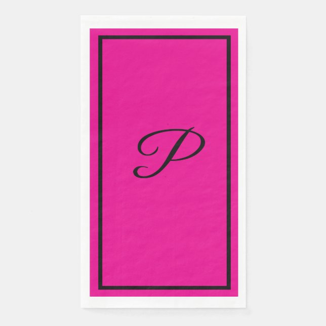 Monograms Letter Hot Pink Bridal Shower Wedding Napkin (Front)