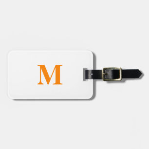 Monograms Name Orange White Christmas Holiday Gift Luggage Tag