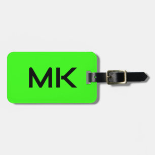 Monograms Neon Green Initials Name Gift Favour Luggage Tag