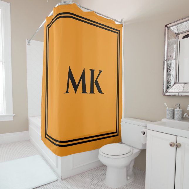 Monograms Orange Yellow Black Name Stylish Decor (In Situ)