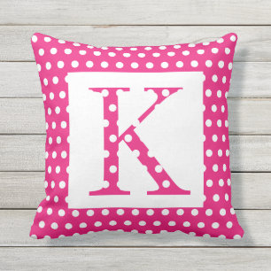 Monograms Pink White Polka Dots Colourful Unique Outdoor Pillow