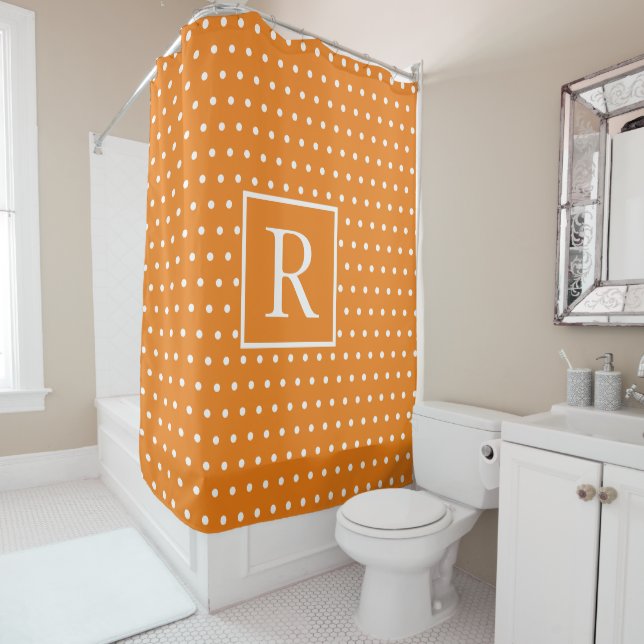 Monograms Pumpkin Orange White Polka Dots Fall  (In Situ)