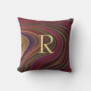 Monograms Red Waves Abstract Patterns Swirls Cute Outdoor Pillow