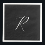 Monograms Retro Letter Black White Initial Wedding Napkin<br><div class="desc">Designed with text template for monogrammed initial which you can customize!</div>