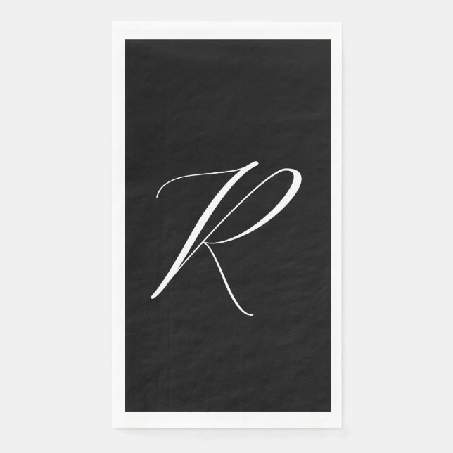Monograms Retro Letter Black White Initial Wedding Napkin (Front)