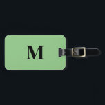 Monograms Sage Green Black Gift Party Favour Luggage Tag<br><div class="desc">Monogrammed initial and also personal details like name,  address,  phone number and email all of which you can edit. Designed with simple,  elegant and trendy sage green and black background,  you can change the colour if you wish.</div>