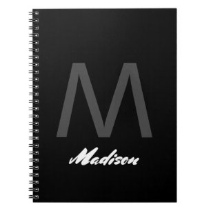 Monograms Wedding Gift Favour Elegant Custom Black Notebook