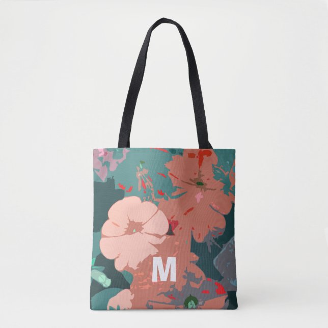 Monograms Wildflowers Floral Weddings Bridesmaid Tote Bag (Front)