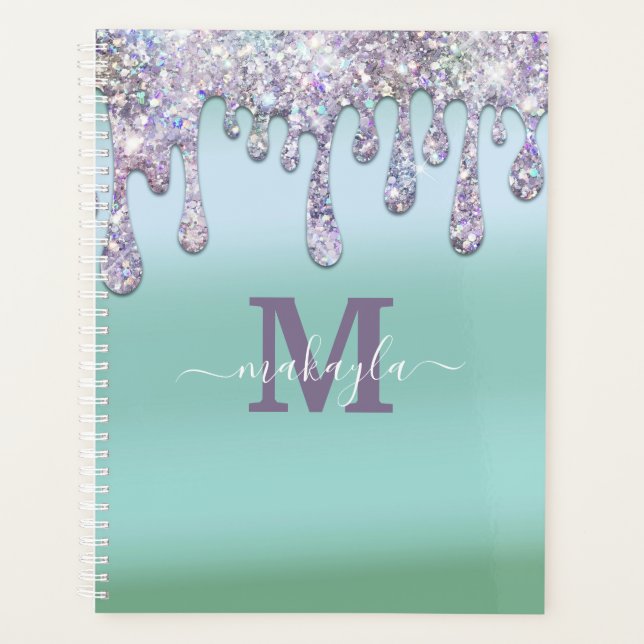 Monograph Glitter Drips Foil Custom Planner (Front)