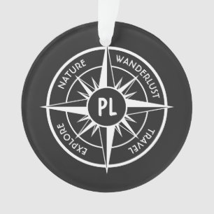 Monographie d'emblème de compas noir et blanc