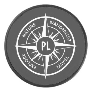 Monographie d'emblème de compas noir et blanc