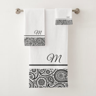 Monographie en cachemire vintage noir et blanc