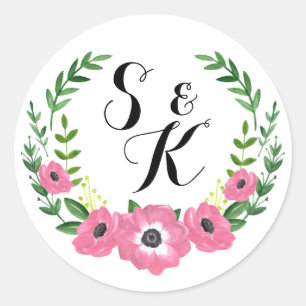 Monographie florale autocollant mariage faveurs