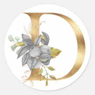 Monographie florale en or Classic Round Sticker