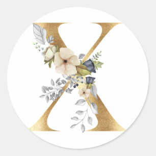 Monographie florale en or Classic Round Sticker