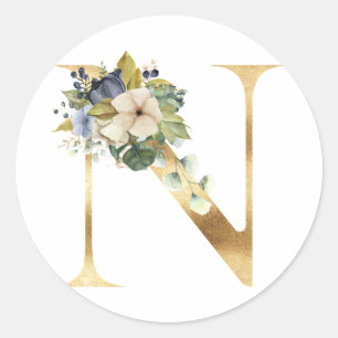 Monographie florale en or Classic Round Sticker