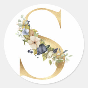 Monographie florale en or Classic Round Sticker