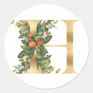 Monographie florale en or Classic Round Sticker