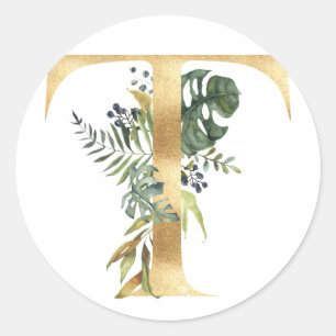 Monographie florale en or Classic Round Sticker