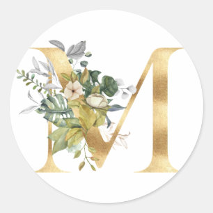 Monographie florale en or Classic Round Sticker