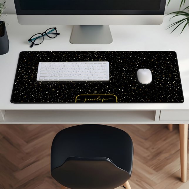 Monographie motif de luxe brillant noir et or (Créateur téléchargé)