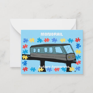 Monorail train car coaster autism puzzle  card
